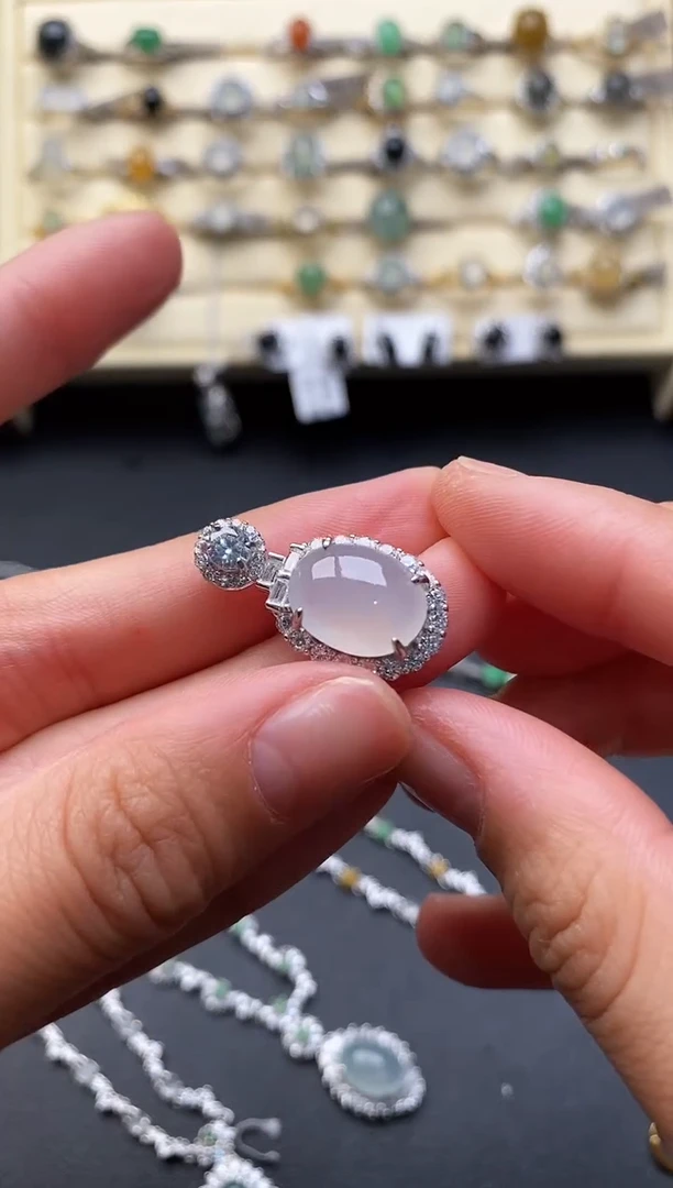 银S925镶嵌戒指翡翠666666+1