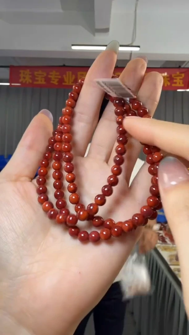 手串未镶嵌南红玛瑙柿子红玫红南红多圈约6-6.5mm
