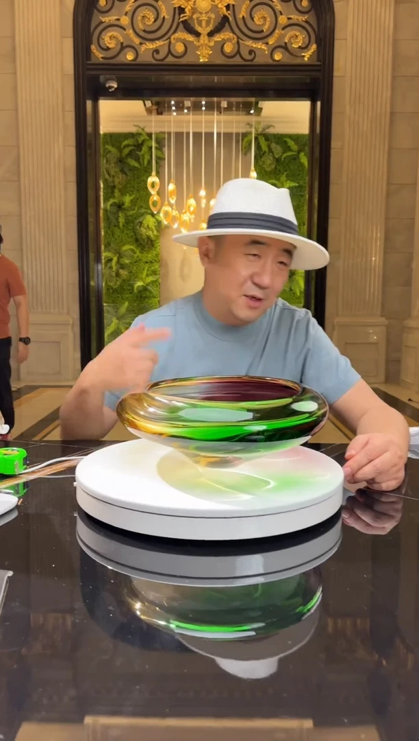 【闪购商品】摆件AJ02079茶金色配绿三色圆形果盘