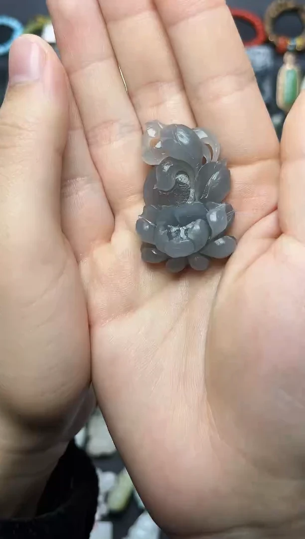 颈饰未镶嵌和田玉烟紫花花【定制】06