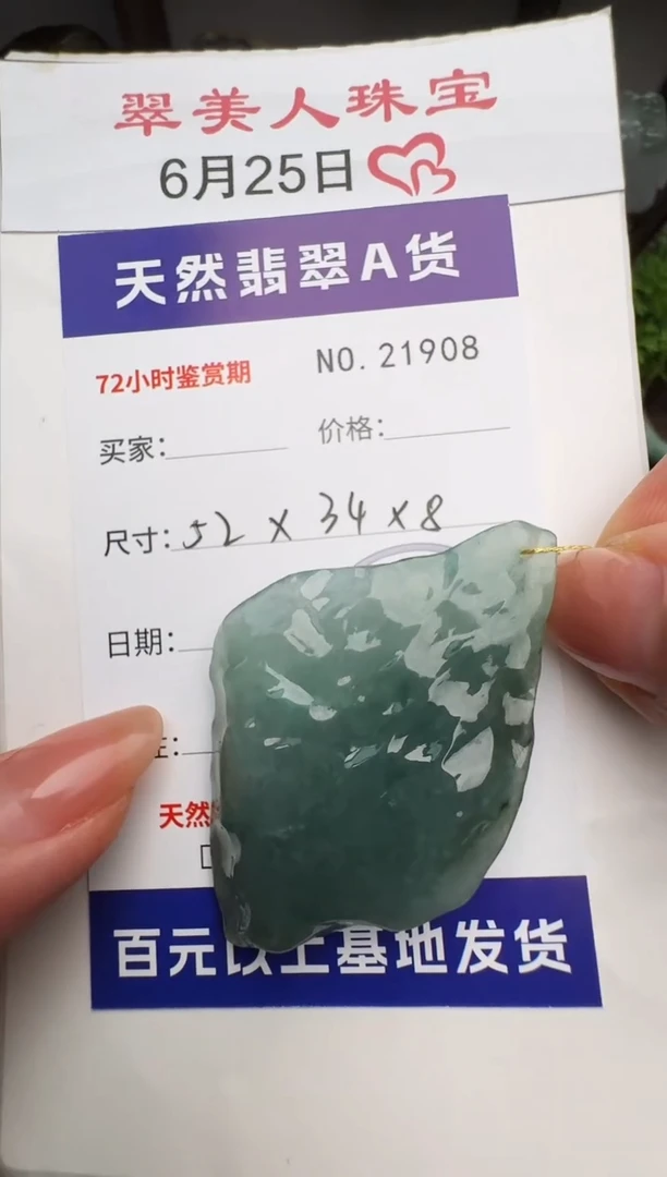 翡翠未镶嵌颈饰原石21908