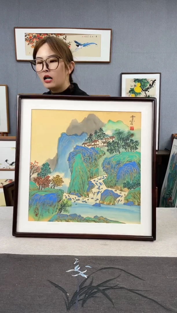 【闪购商品】国画手写手绘带框作品-52*52-山水