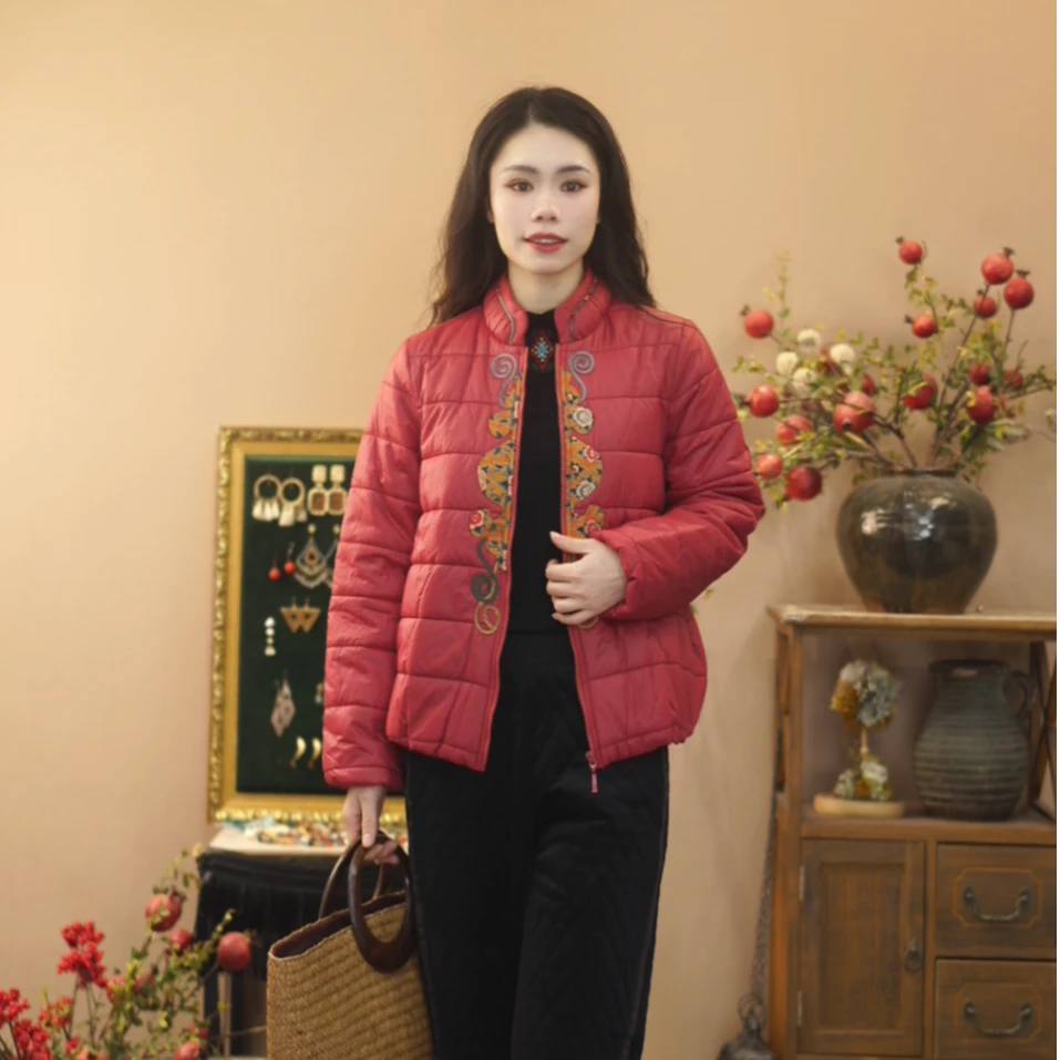 红裳短款国风中式休闲优雅民族风时尚棉服882213