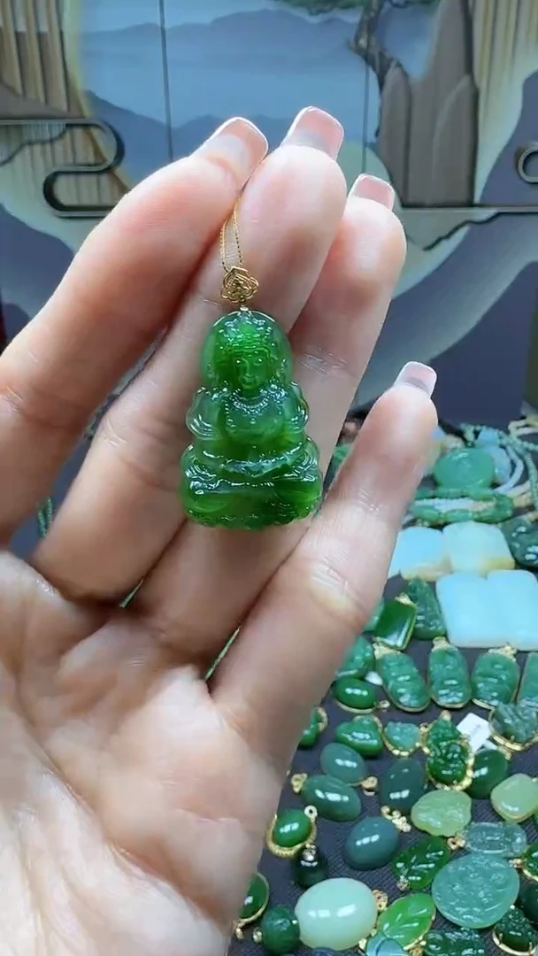 【闪购商品】和田玉吊坠(不含链)18K金镶嵌1