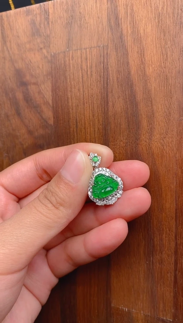 【闪购商品】翡翠吊坠(不含链)银S925镶嵌佛公吊坠