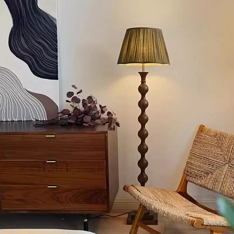 美式复古实木落地灯客厅沙发旁装饰灯卧室床头氛围感立式台灯