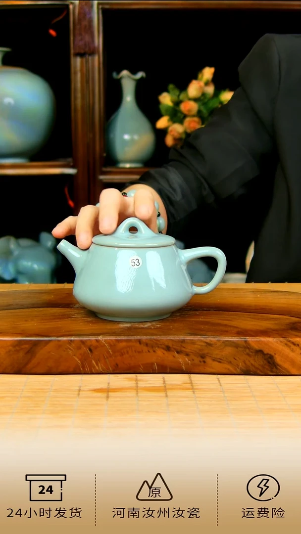郗奎奎全手工天青色石瓢壶不完美