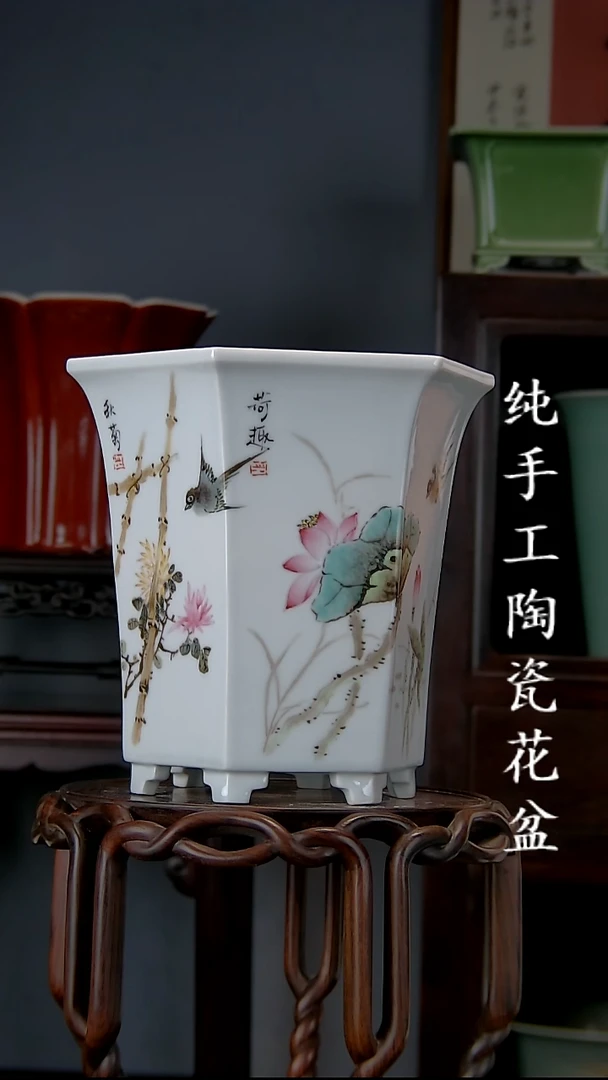 景德镇陶瓷手工花盆