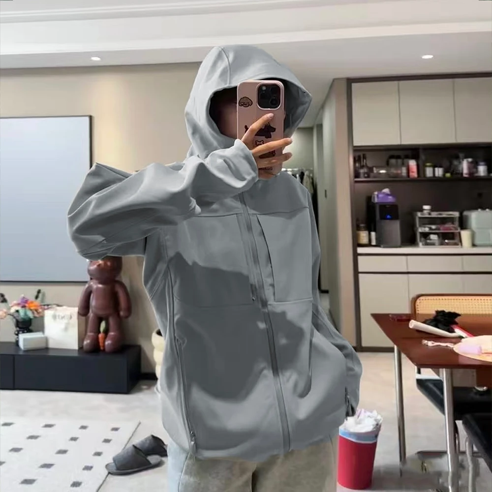 加绒软壳冲锋衣 蓝色 加绒防风防雨保暖连帽外套 5656