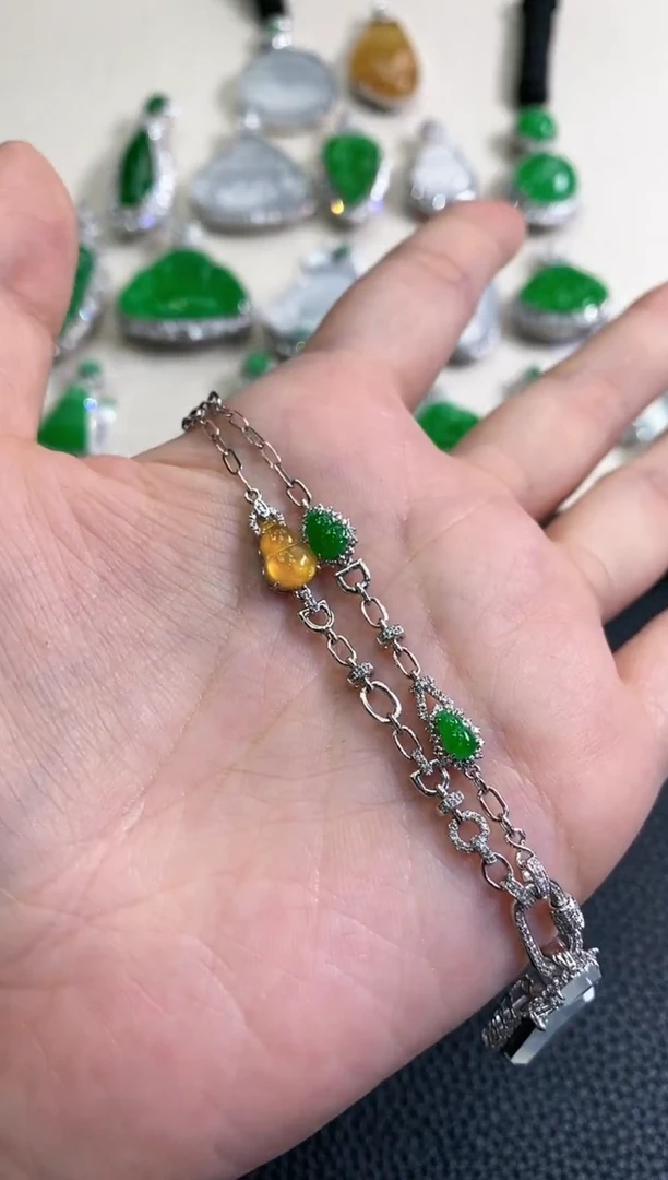 翡翠18K金镶嵌套链春日珠宝 C72