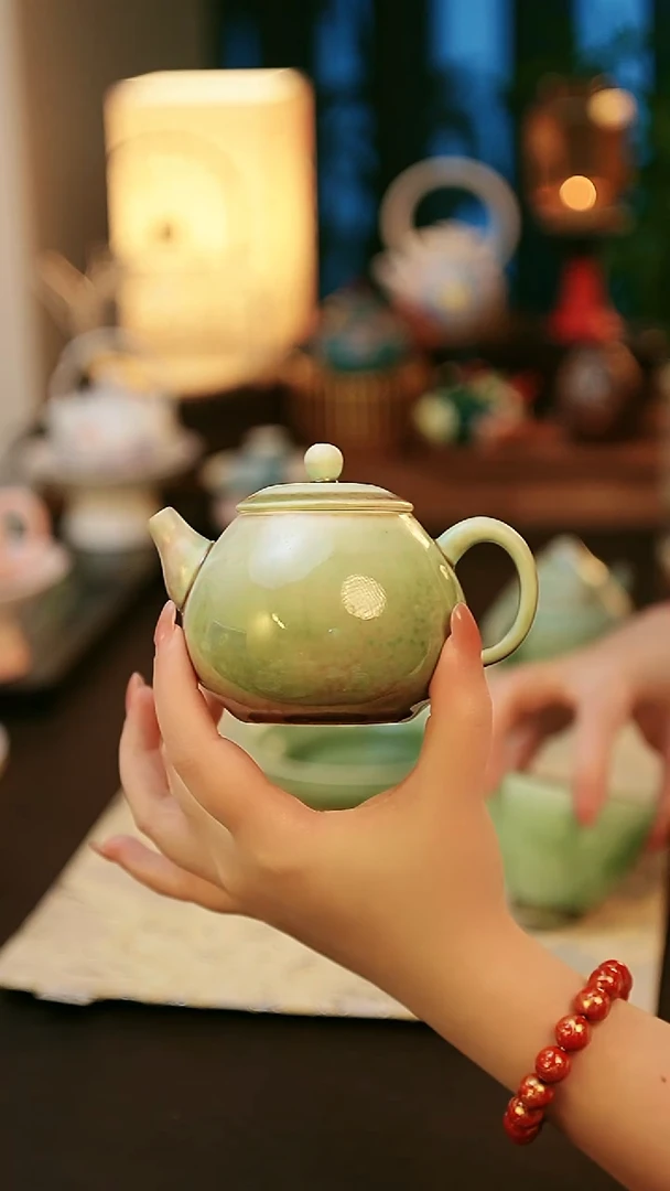 陶瓷茶具楚门窑变美人醉如意壶