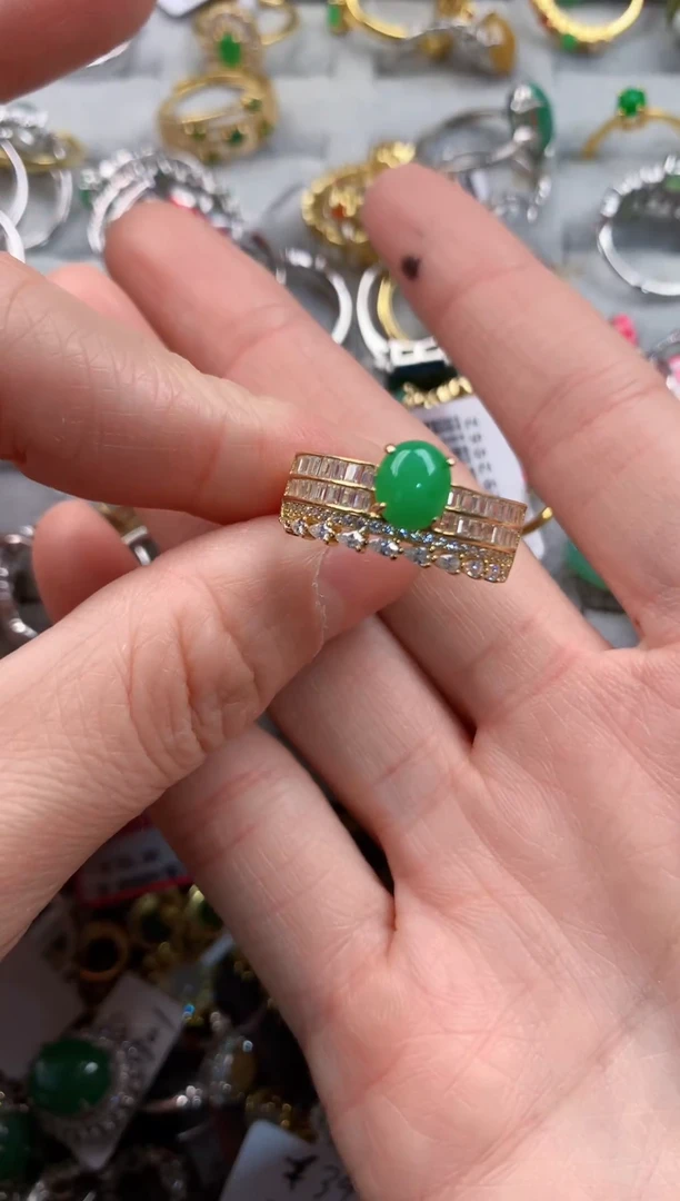 银S925镶嵌戒指翡翠111   10