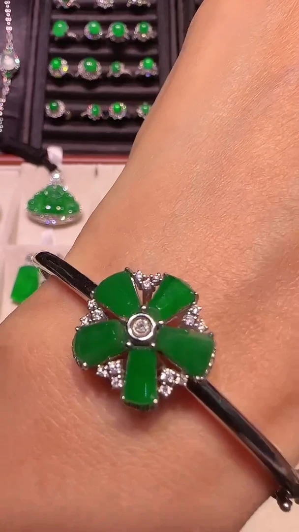 【闪购商品】翡翠手镯18K金镶嵌手镯