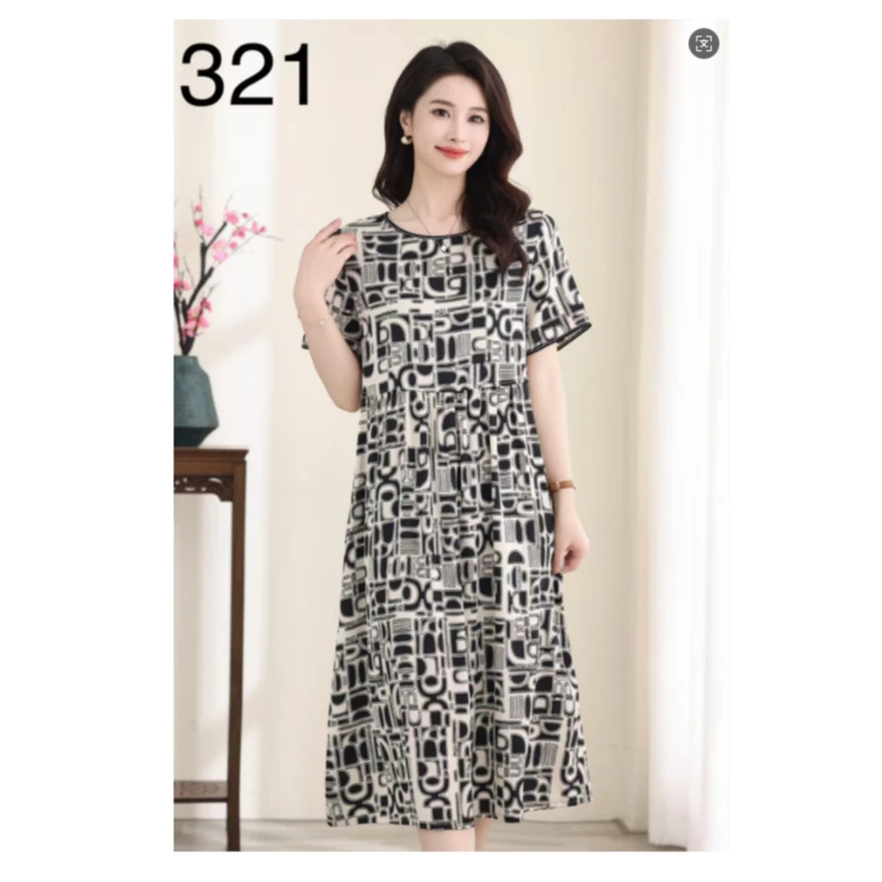 5-321-20 黑色 新款时尚印花连衣裙