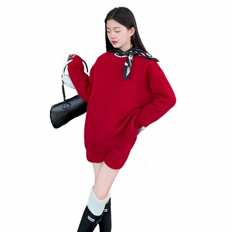 保暖打底毛衣套装加绒新款中大童潮流针织衫加厚保暖毛线衣冬