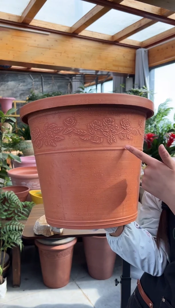 38*31.5/UL38/橙色外贸尾单浮雕强体花盆