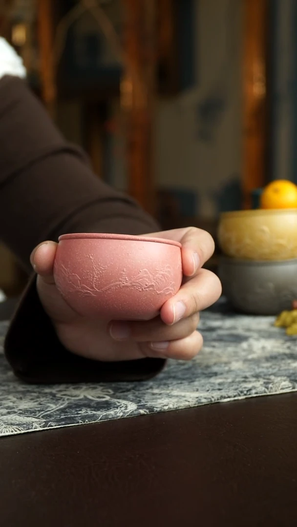 茶杯紫砂76号 孤品山水杯 宜兴紫砂原矿作品