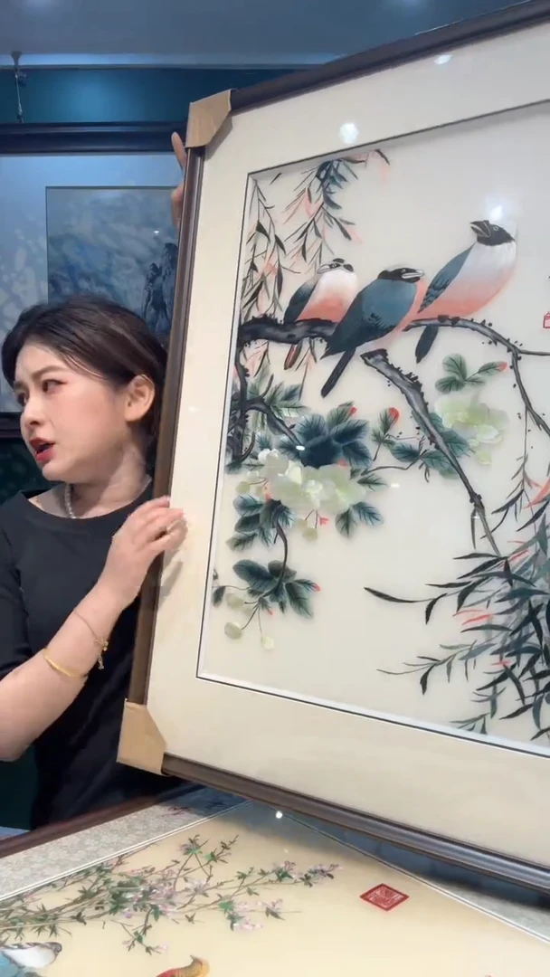 刺绣非遗苏绣手工刺绣颜伯龙花鸟53*80