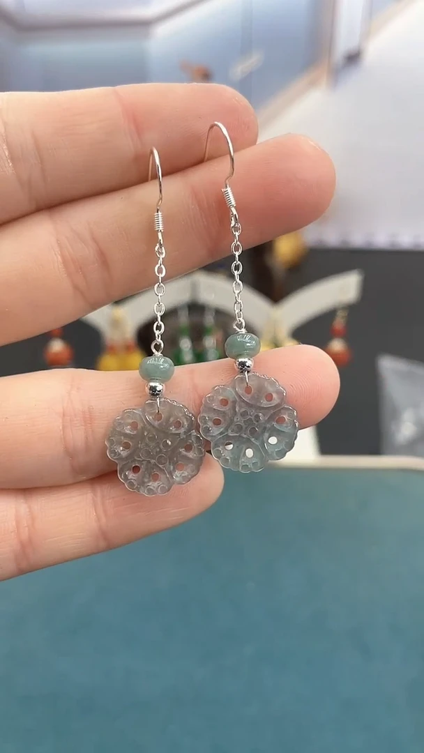 未镶嵌翡翠耳饰雪花耳钩