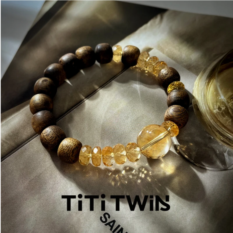 TiTi TWINS 沉香【日进斗金】原创沉香绿奇楠黄水晶多宝设计手串