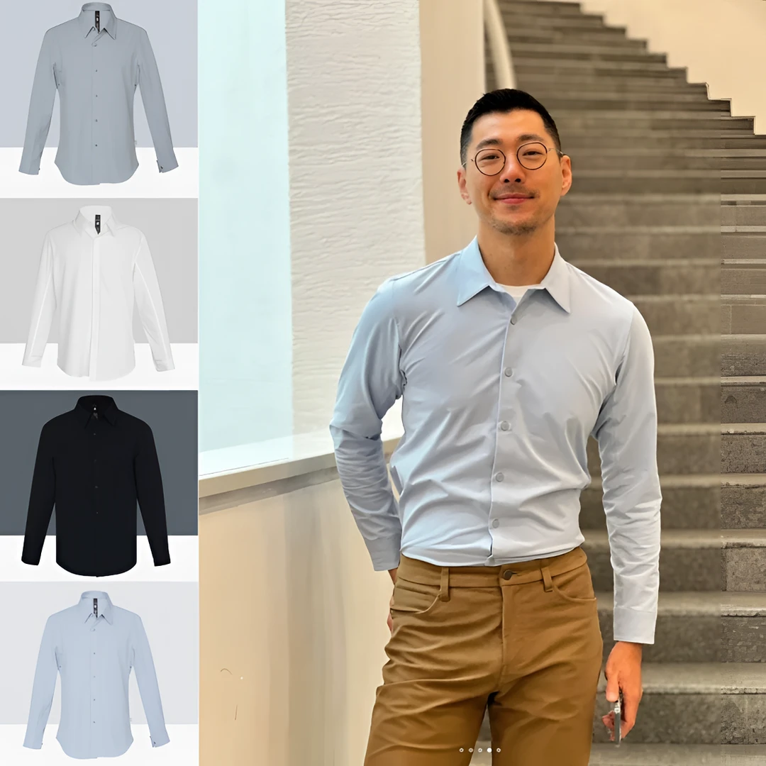 旅行家系列！3D立体裁剪简奢风网格透气轻型运动休闲长袖衬衫衬衣