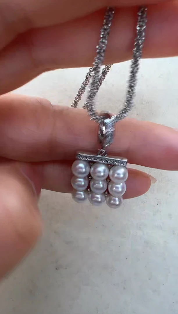 【闪购商品】淡水珍珠颈饰合金银色棋盘