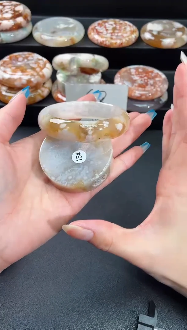 手镯玛瑙/玉髓未镶嵌石英质玉55圈54/55带(赠送镯心)