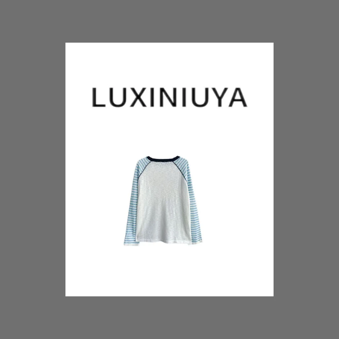 【LUXINIUYA】插肩条纹百搭款  设计潮韩 秋季上衣#CX2905