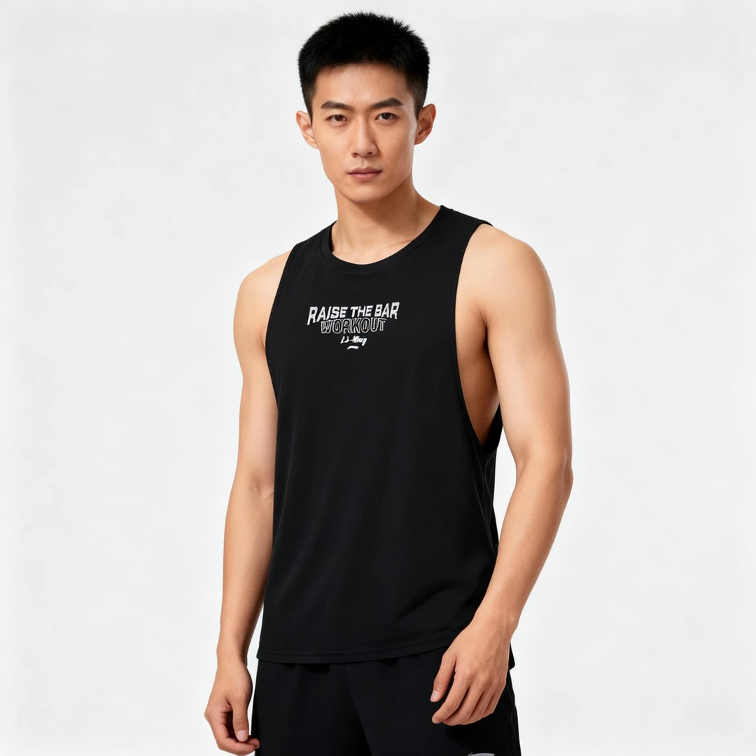 李宁男子健身背心春夏季凉爽速干透气训练健身无袖T恤AVST067