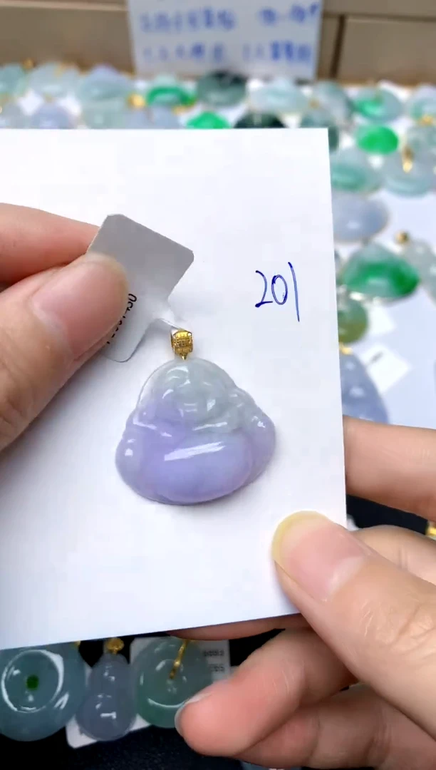 【闪购商品】翡翠颈饰18K金镶嵌201天然A货翡翠