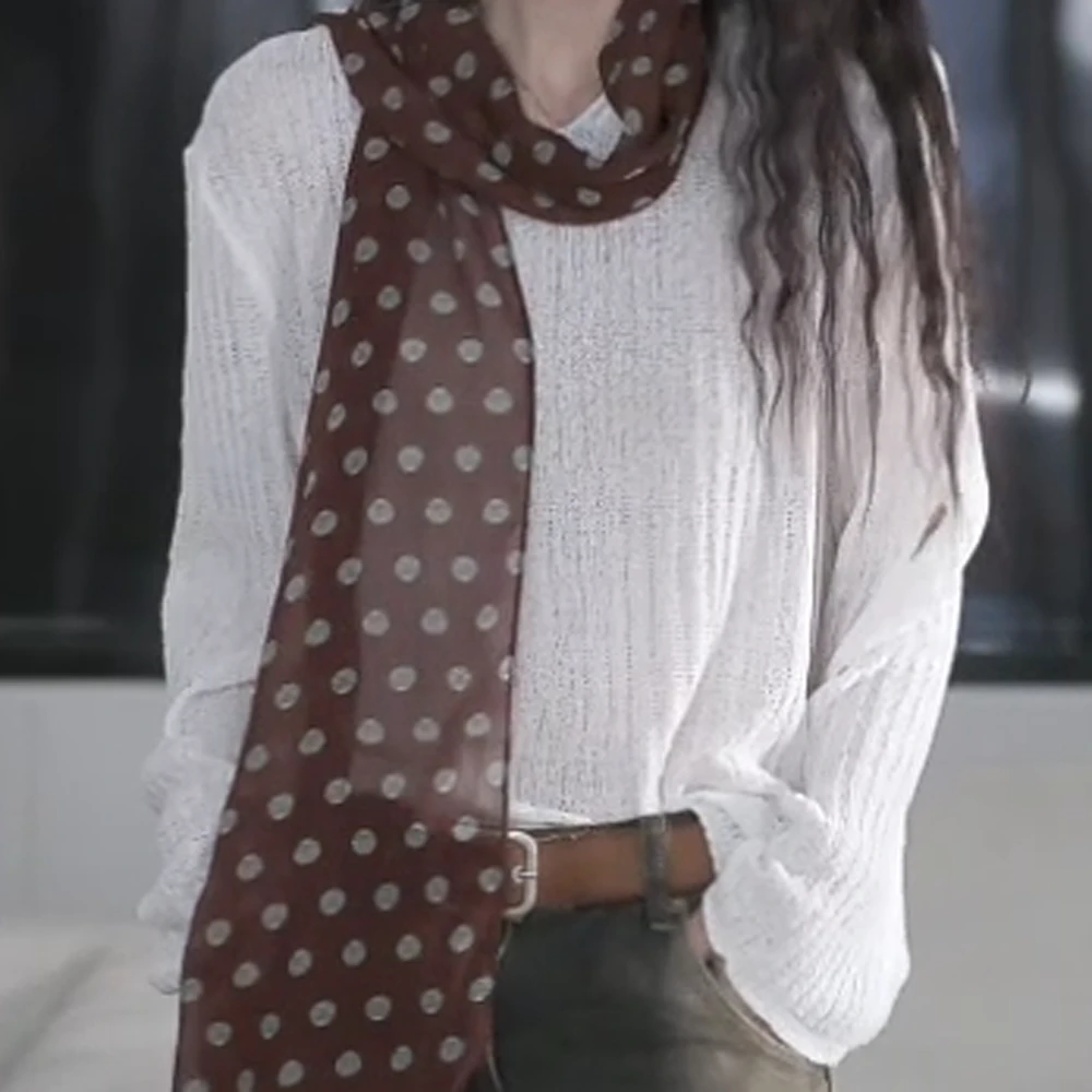 春季圆领时尚气质长袖百搭宽松竖坑条罩衫上衣简约针织薄款