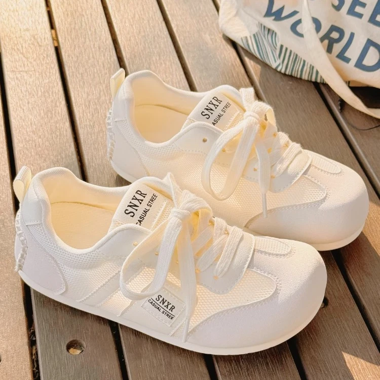 Moleubak夏季透气网面女鞋百搭芭蕾风德训鞋配裙子休闲薄底板鞋