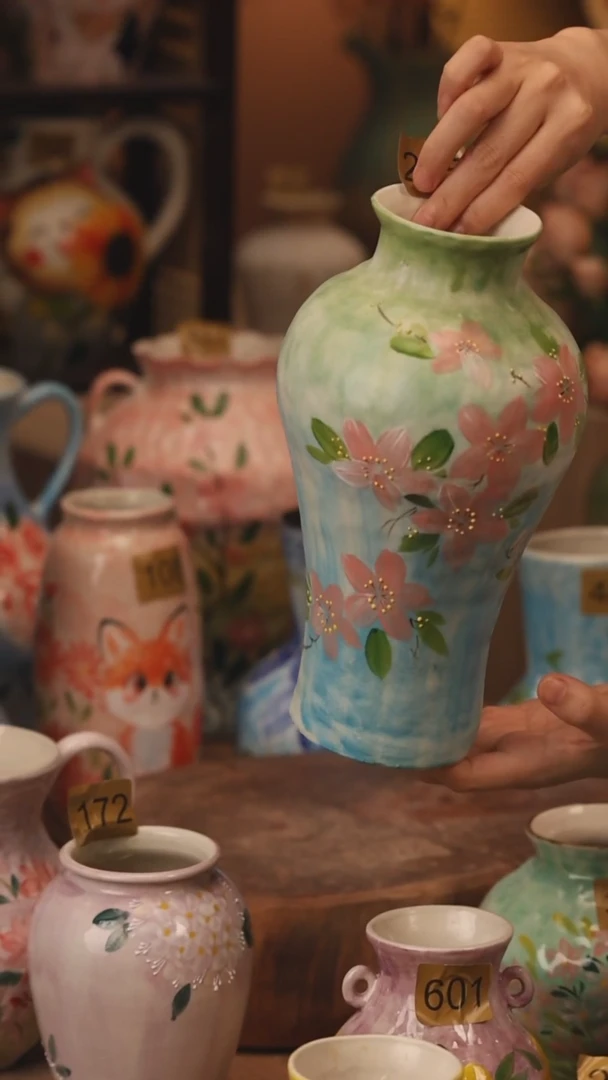 陶瓷295景德镇设计师手作花器摆件侘寂风