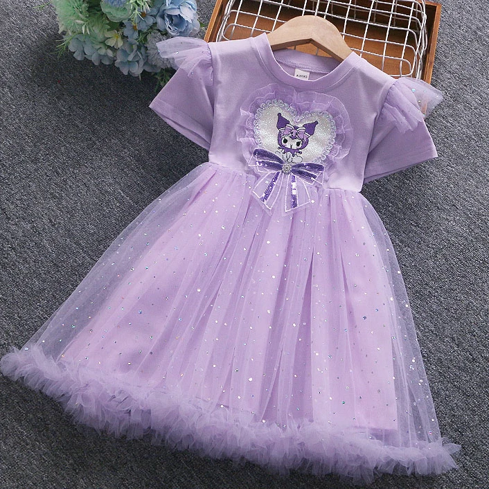 女童库洛米公主裙新款儿童卡通网纱连衣裙裙小女孩生日裙子夏季