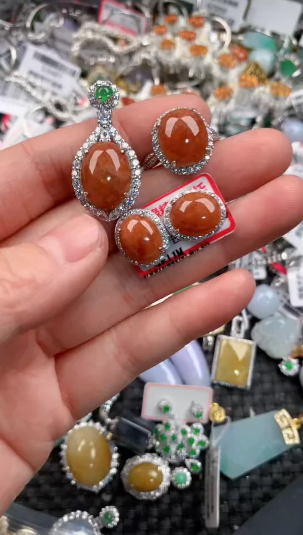 银S925镶嵌戒指翡翠1010---8