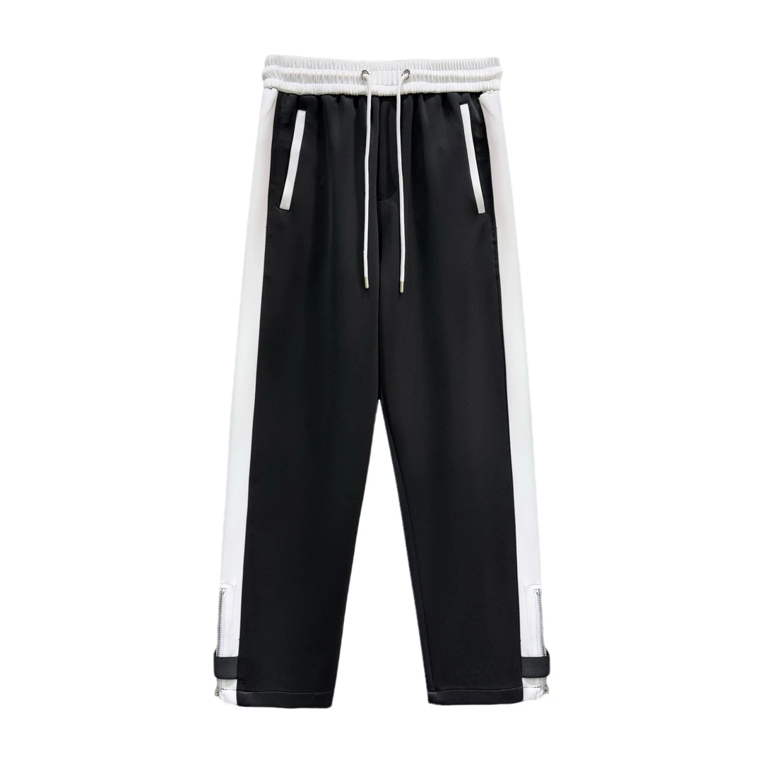 【45号一帆】-D193-春季新款拼色时尚刺绣休闲裤百搭