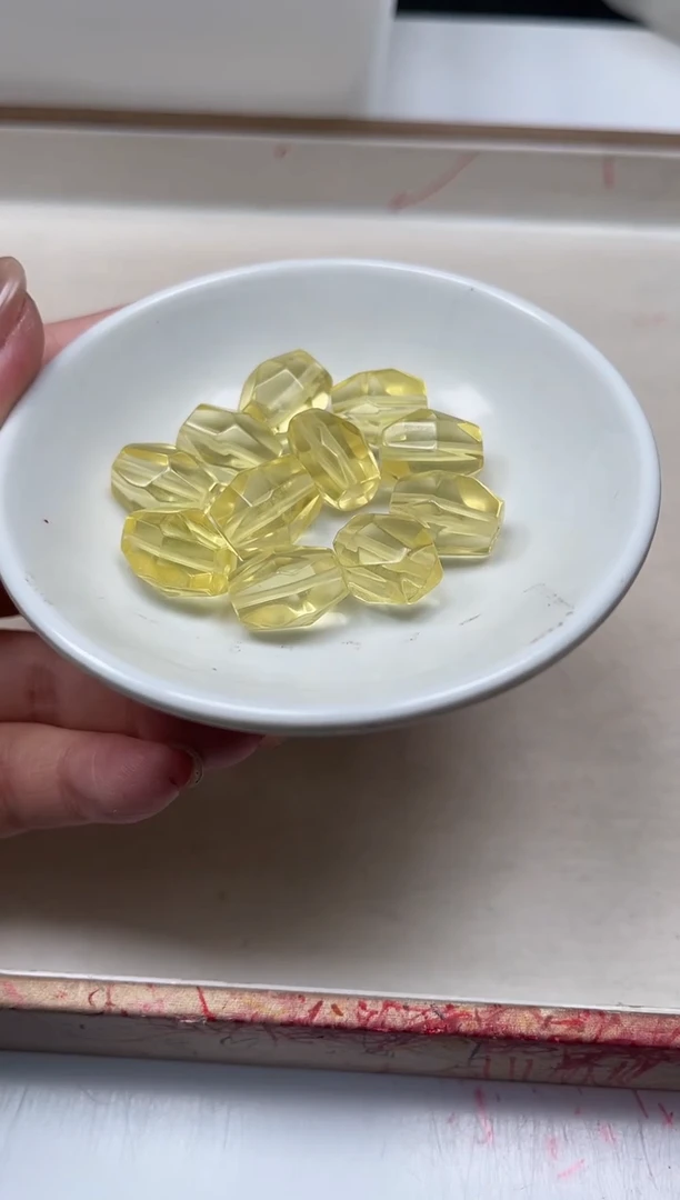 散珠未镶嵌水晶D860黄水晶 六棱珠 1个9.9元