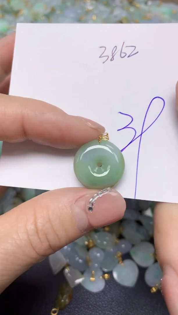 【闪购商品】翡翠挂件18K金镶嵌 天然翡翠A货