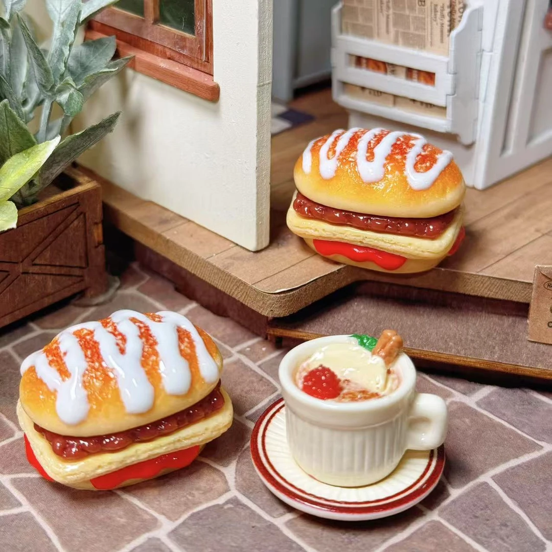 【开芯定制】红豆汉堡 高品树脂仿真食玩 树脂DIY奶油胶配件