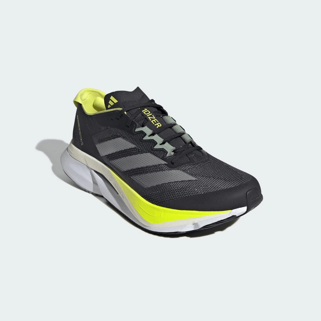 adidas Boston 12舒适百搭减震回弹低帮玻纤柱跑步鞋男款黑JI4477