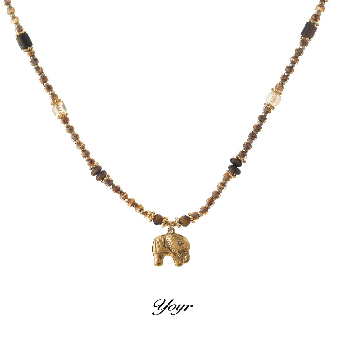 YOYR 钛钢项链 雅丹风小象项链异域风情高级感精致复古项链