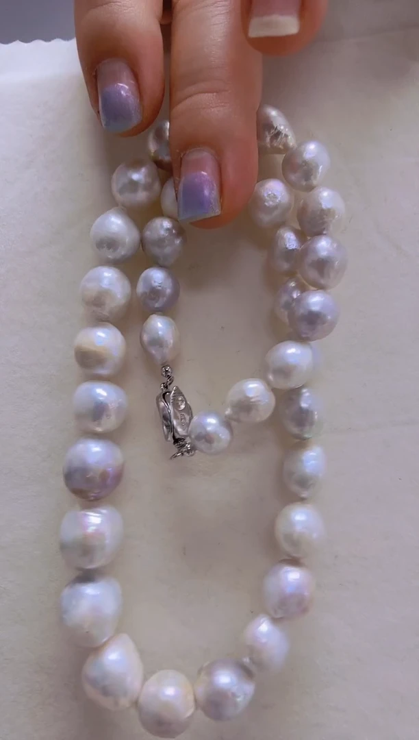 项链未镶嵌淡水珍珠爱迪生巴洛克10-14mm+S925银项链