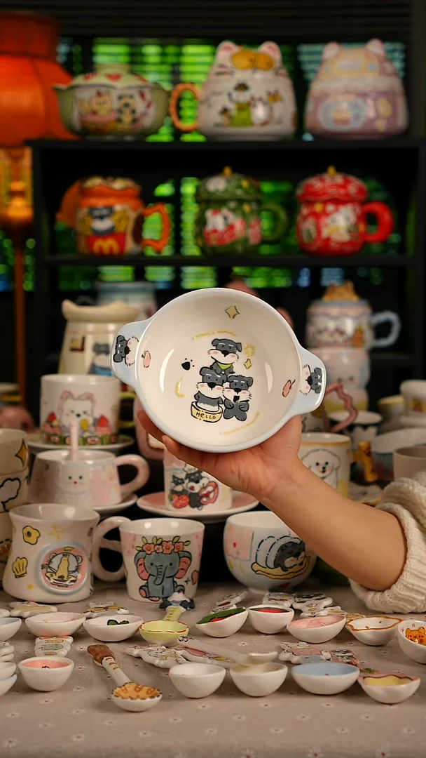 陶瓷无盖款景德镇高温釉下彩纯手绘创意瓷