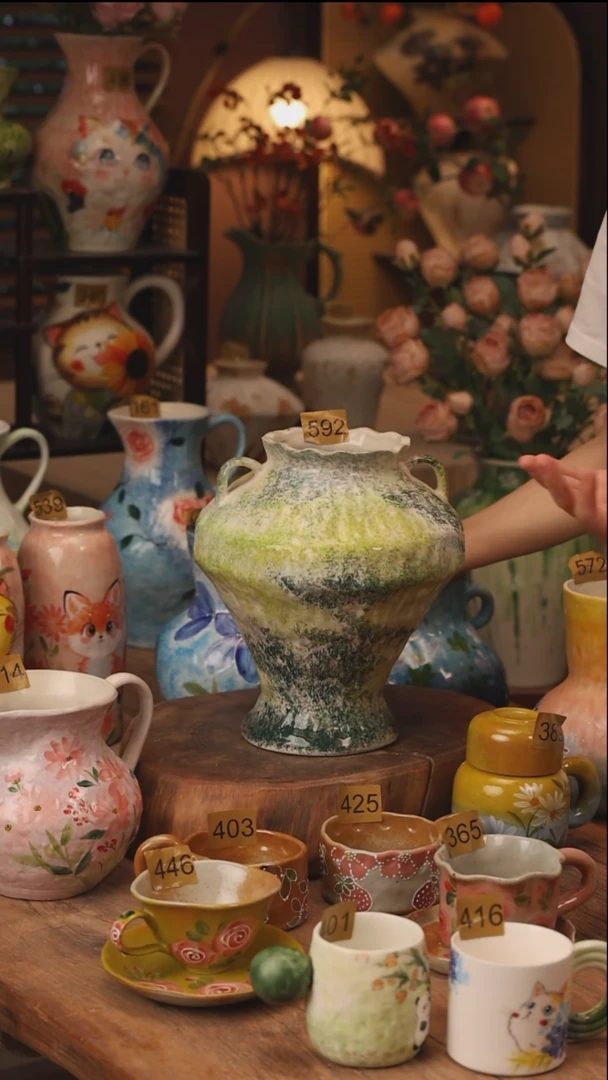 陶瓷景德镇设计师手作花器摆件侘寂风592