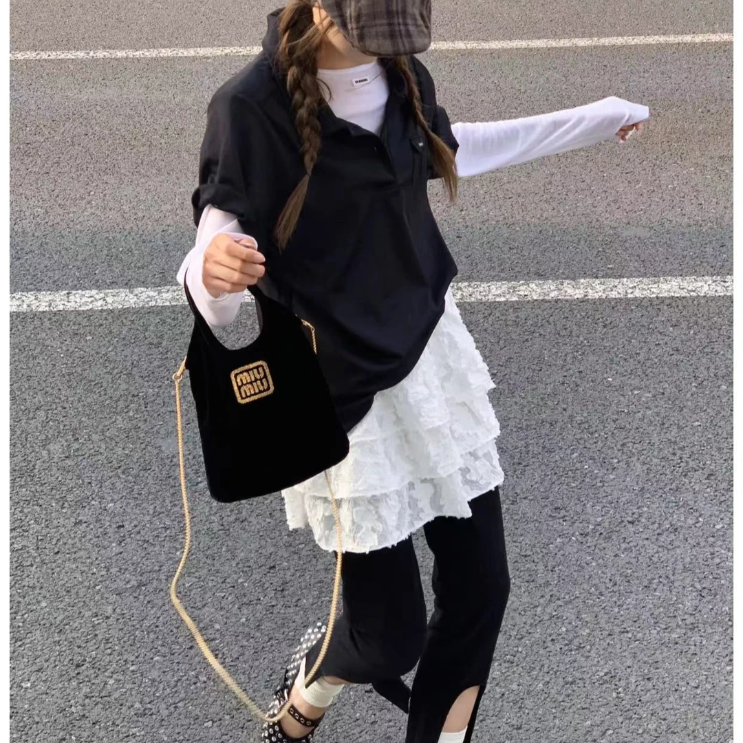 95新 MIU MIU/缪缪 黑金丝绒ivy包 19035622