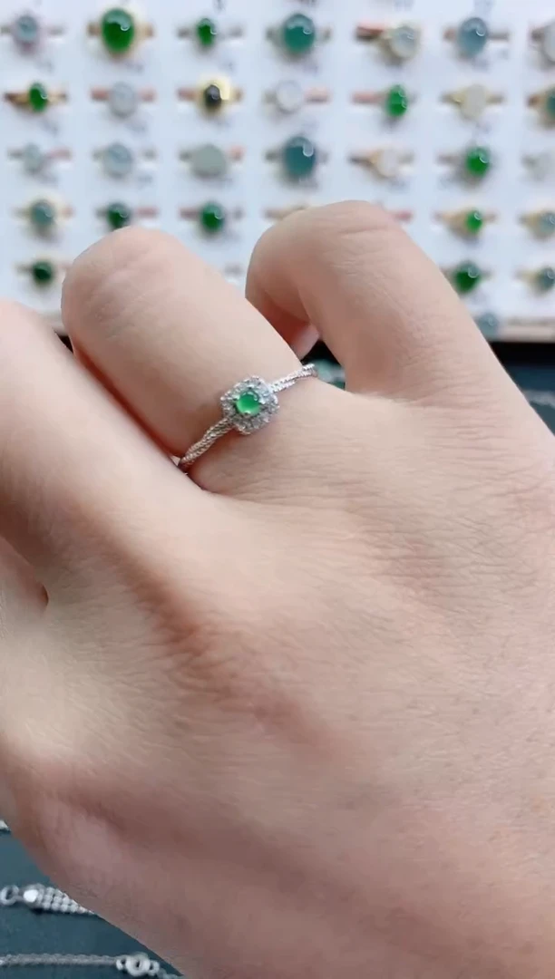 银S925镶嵌戒指翡翠天然翡翠