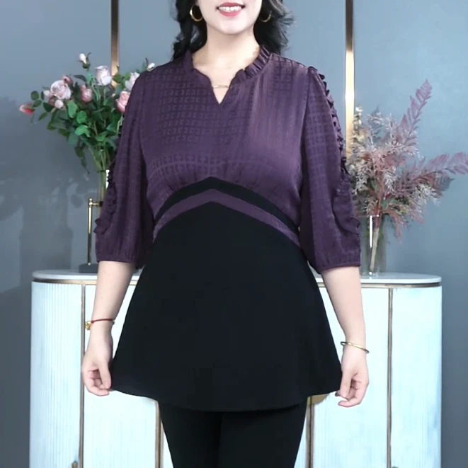 苏兰诺七分袖2025春季气质小衫时尚百搭休闲宽松夏季新款250272