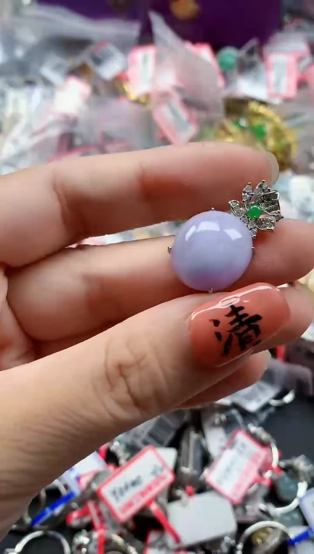 银S925镶嵌戒指翡翠天然A货缅甸翡翠