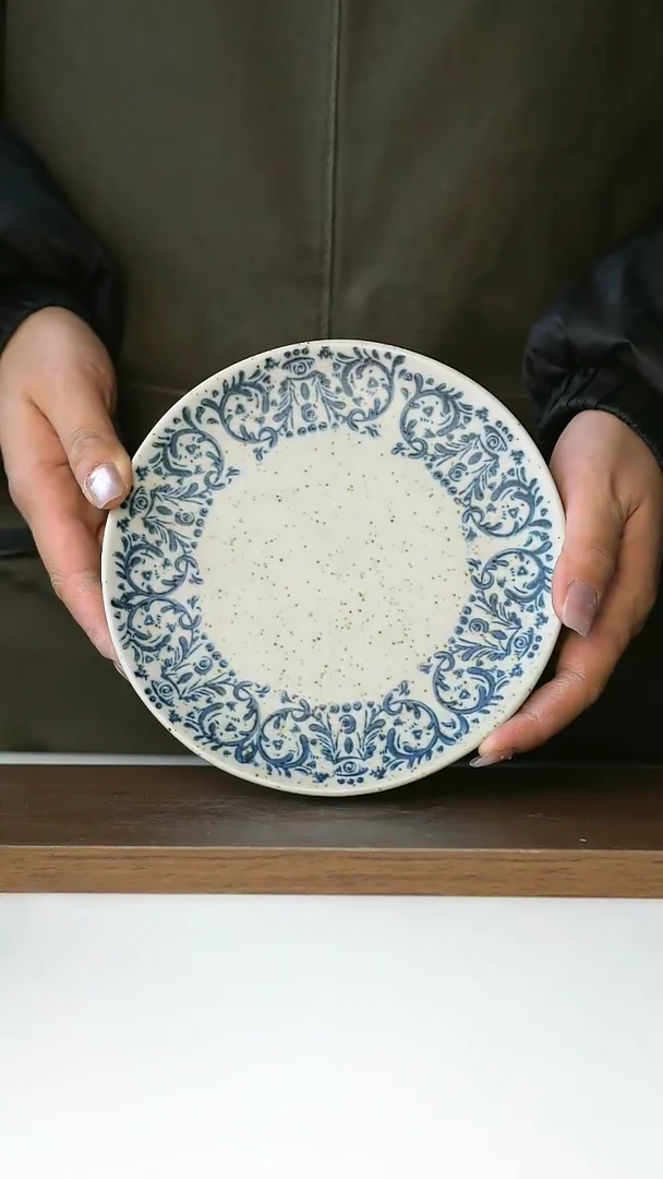 【闪购商品】陶瓷手绘鸢尾甜品盘16cm@4-2@