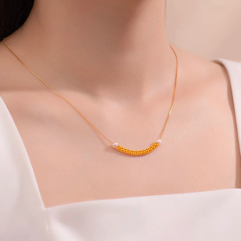 【达达】足金999金珠微笑链饰品